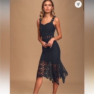 Lulu’s Be My Darling Navy Blue Lace Midi dress